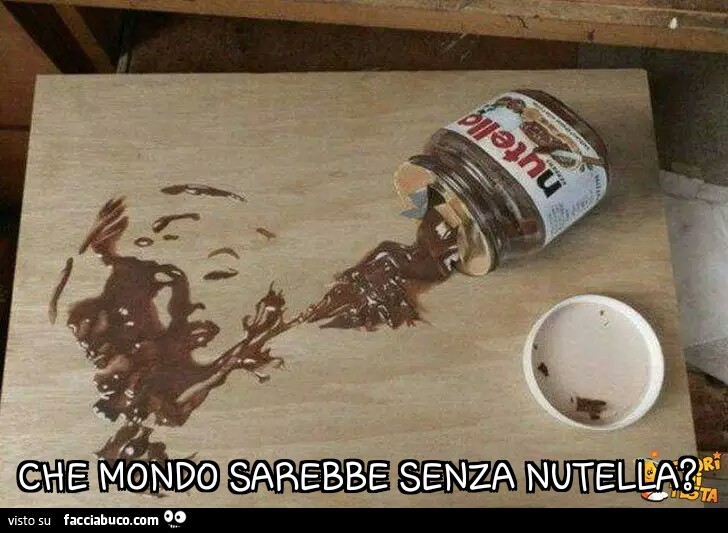 Il volto di Marilyn Monroe disegnato con la nutella. Che mondo sarebbe senza nutella?
