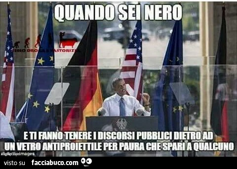 Quando sei nero e ti fanno tenere i discorsi pubblici dietro ad un vetro antiproiettile per paura che spari a qualcuno