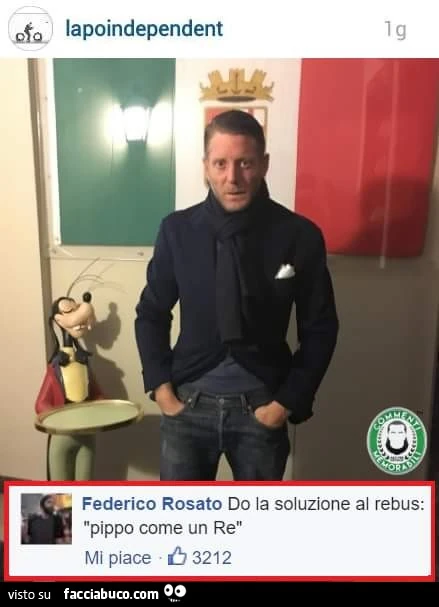 Do la soluzione al rebus: pippo come un re