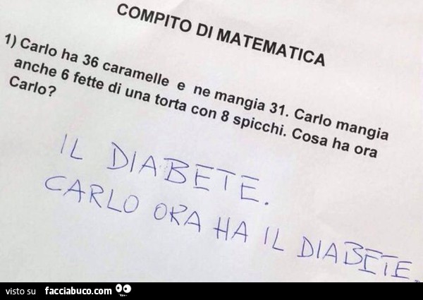 Compito di matematia: il diabete!