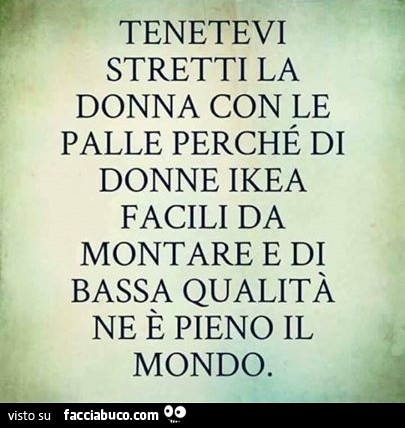 Tenetevi stretti la donna con le palle perchè di donne Ikea facili