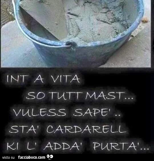 Int a vita so tutt mast vuless sapè sta cardarell ki l addà purtà