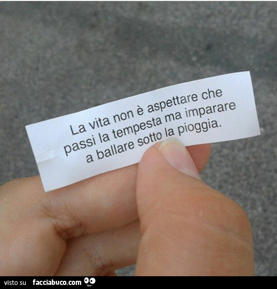 La vita non è aspettare che passi la tempesta ma imparare a ballare sotto la pioggia