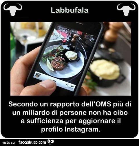 Secondo un rapporto dell'OMS più di un miliardo di persone non ha cibo a sufficienza per aggiornare il profilo Instagram