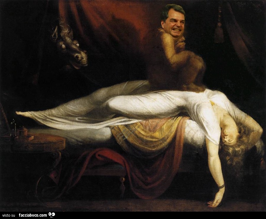 Dipinto The Nightmare di Johann Heinrich Füssli con la faccia di Brunetta
