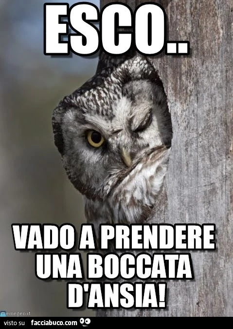 Esco. Vado a prendere una boccata d'ansia