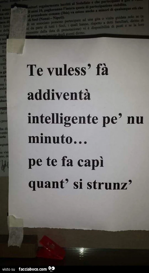 Te vuless fa addiventà intelligente pe nu minuto pe te fa capì quant si strunz