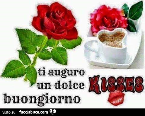 Rosa rossa è caffè. Tu auguro un dolce buongiorno. Kisses