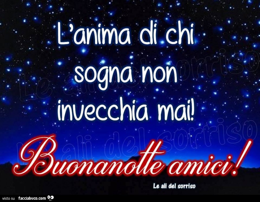 L'anima di chi sogna non invecchia mai. Buonanotte amici