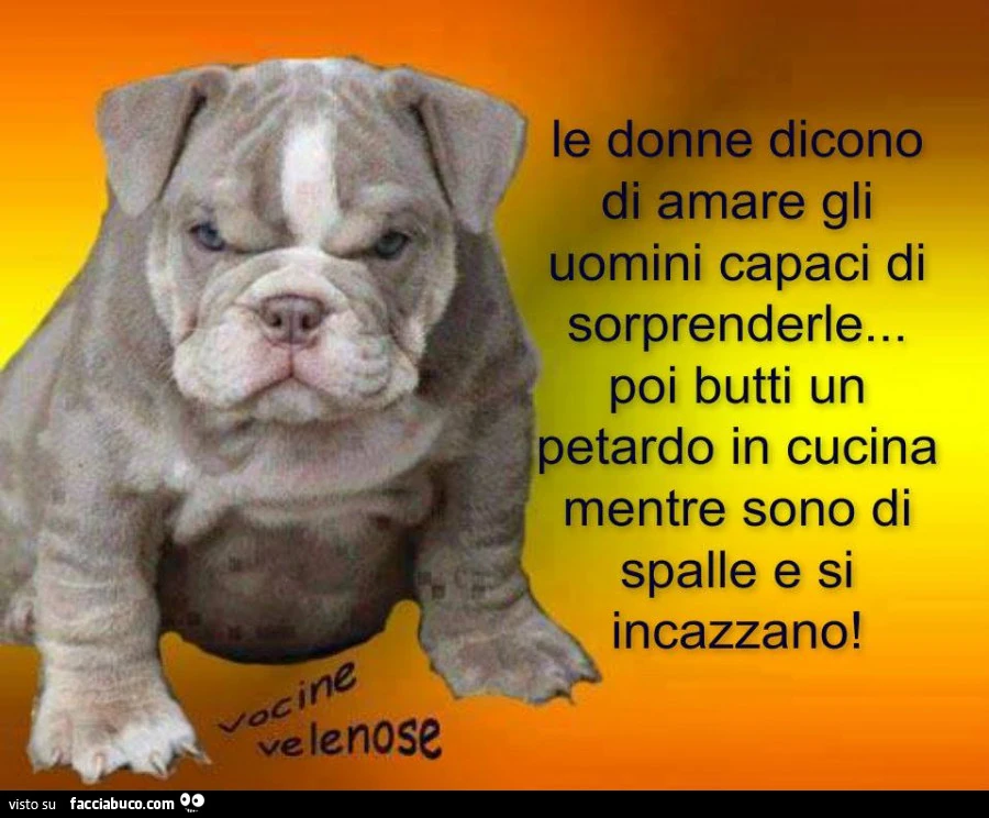Le donne dicono di amare gli uomini capaci di sorprenderle, poi butti un petardo in cucina mentre sono di spalle e si incazzano