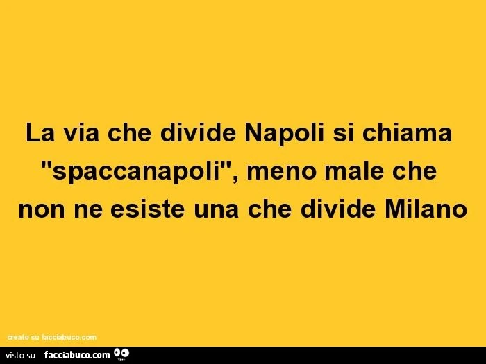La via che divide napoli si chiama "spaccanapoli", meno male che non ne esiste una che divide milano