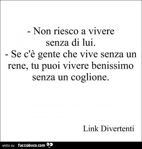 Non riesco a vivere senza di