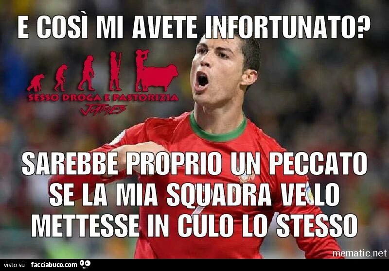 Cristiano Ronaldo: e così mi avete infortunato? Sarebbe proprio un peccato se la mia squadra ve lo mettesse in culo lo stesso