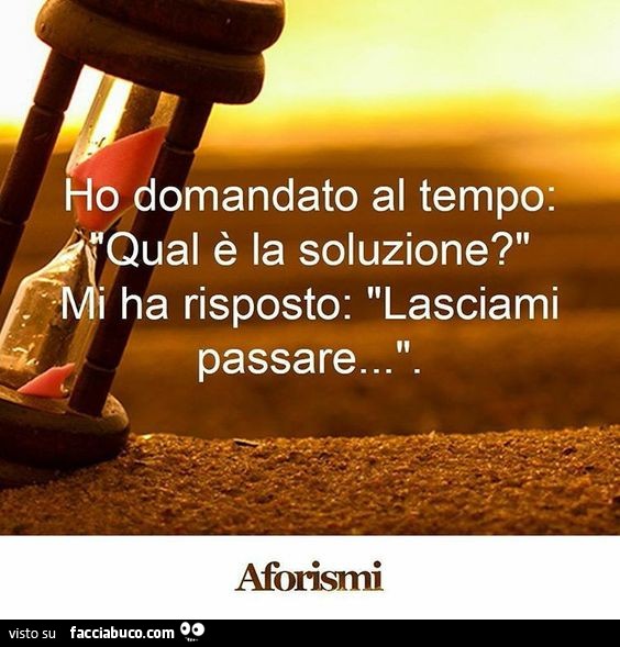 Ho domandato al tempo: qual è la soluzione? Mi ha risposto: lasciami passare