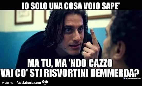 Io solo una cosa vojo sapè, ma tu, ma ndo cazzo vai co sti risvoltini demmerda?