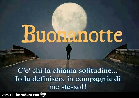 Buonanotte. C'è chi la chiama solitudine. Io la definisco, in compagnia di me stesso