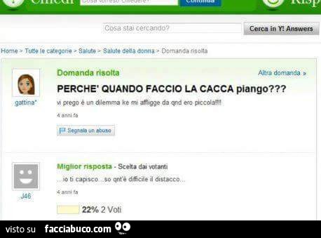 Perchè quando faccio la cacca piango?