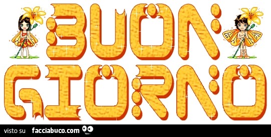 Buon giorno dalle fatine con ali e fiori