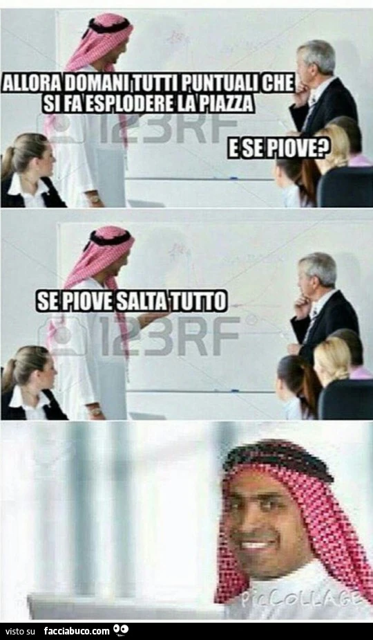 Allora domani tutti puntuali che si fa esplodere la piazza. E se piove? Se piove salta tutto