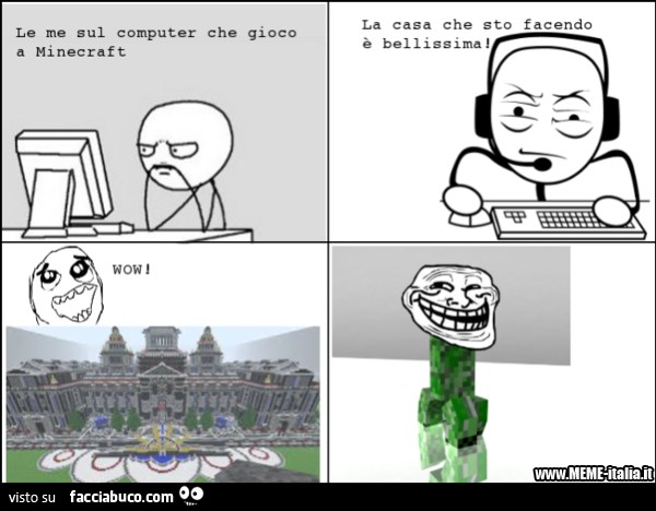 Le me sul computer che gioco a Minecraft. La casa che sto facendo è bellissima. Wow