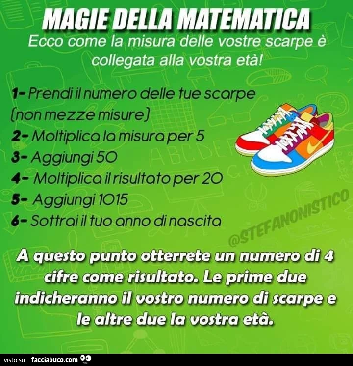 Magie della matematica. Ecco come la misura delle vostre scarpe è collegata alla vostra età