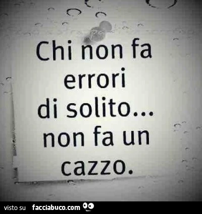 Chi non fa errori di solito non fa un cazzo