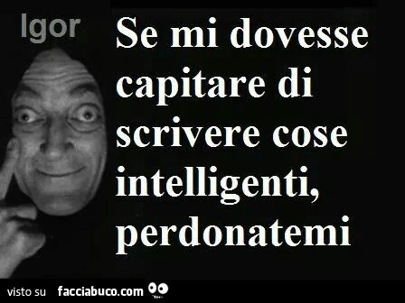Se mi dovesse capitare di scrivere cose intelligenti, perdonatemi
