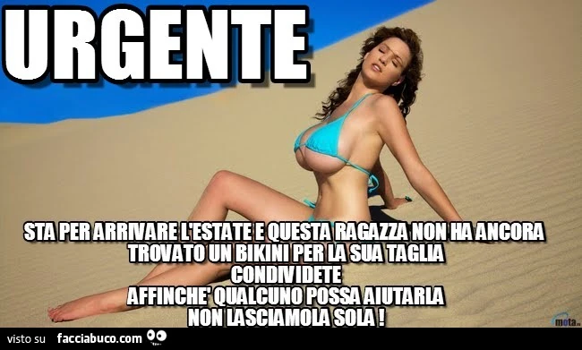 Urgente. Sta per arrivare l'estate e questa ragazza non ha ancora trovato un bikini per la sua taglia