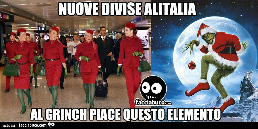 Nuove divise Alitalia. Al Grinch piace questo elemento